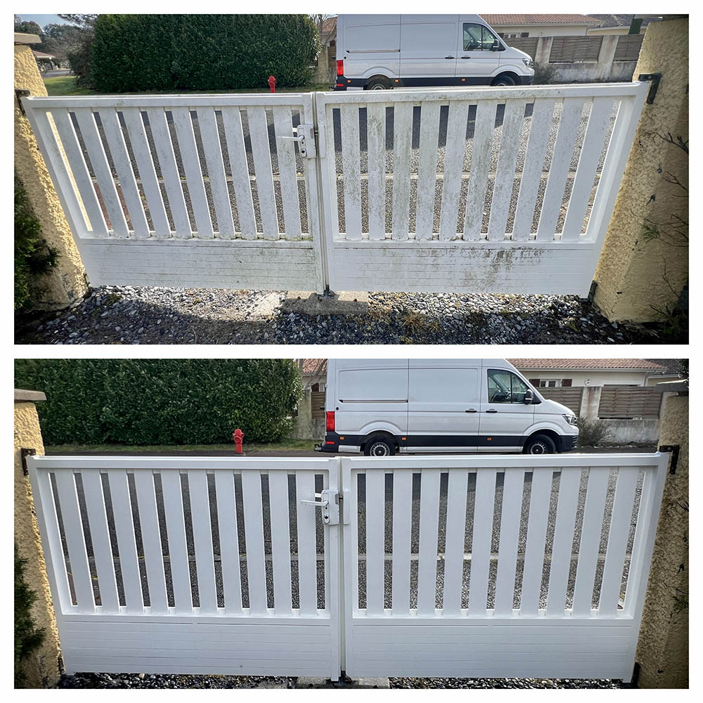 Nettoyage portail en PVC à Cazaux 33260