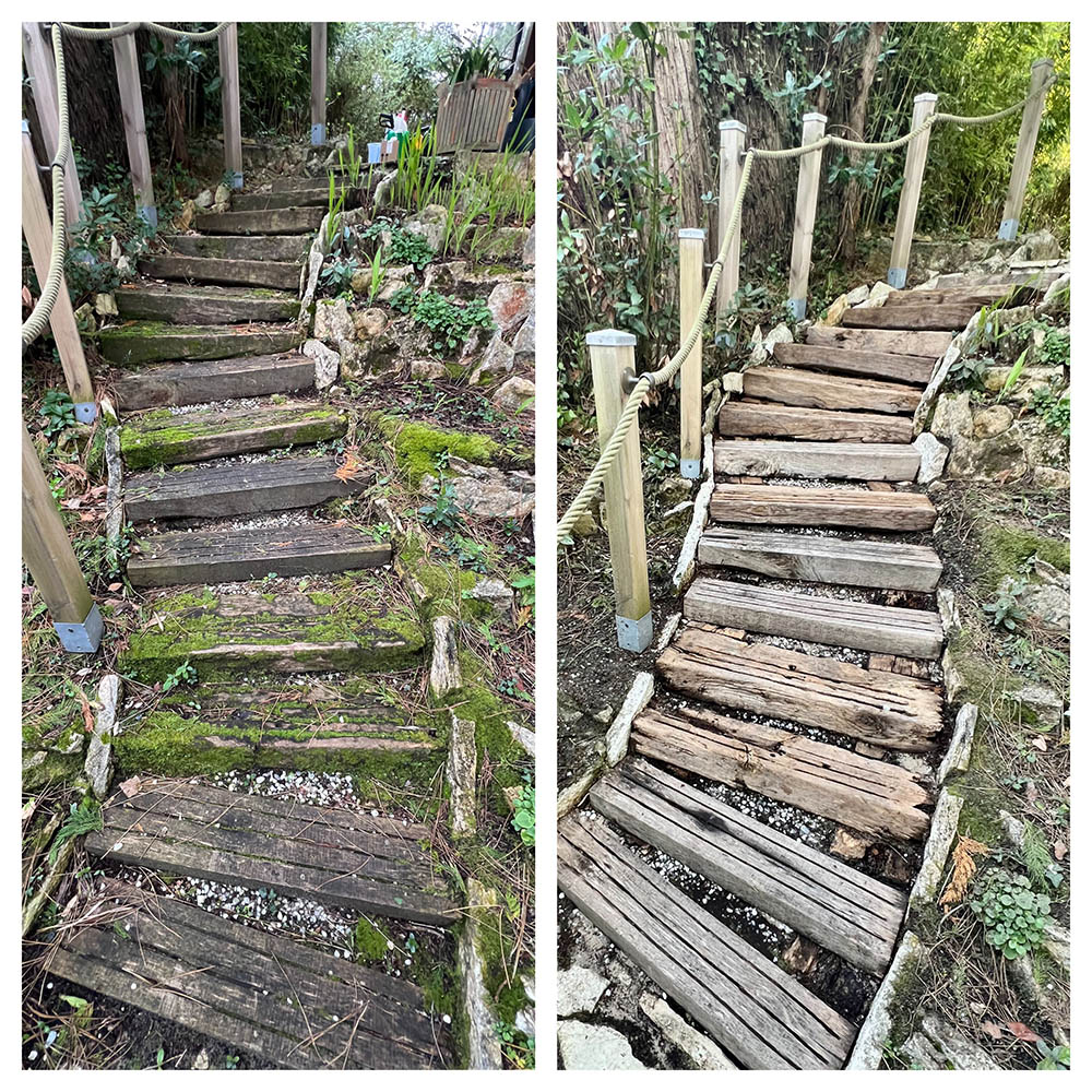 Nettoyage d'un escalier extérieur en Bois au Pyla (33)