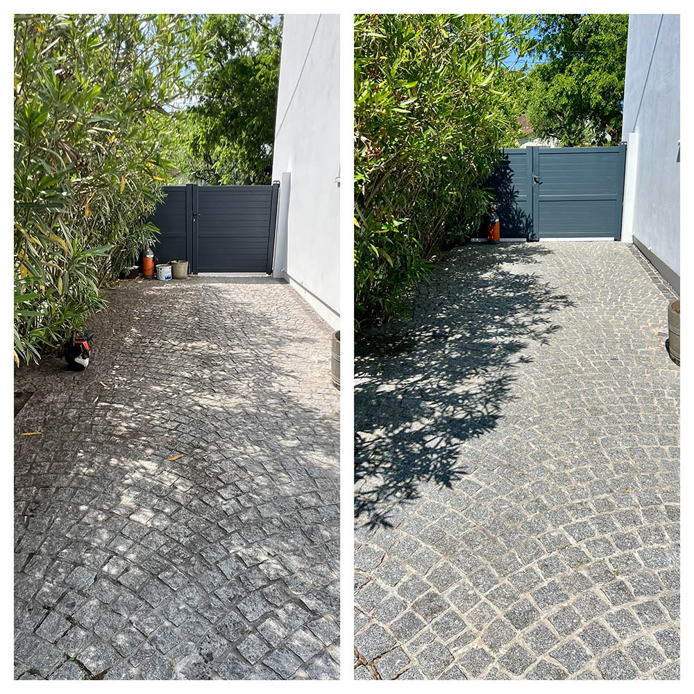 nettoyage allée de pavés en granit - Talence