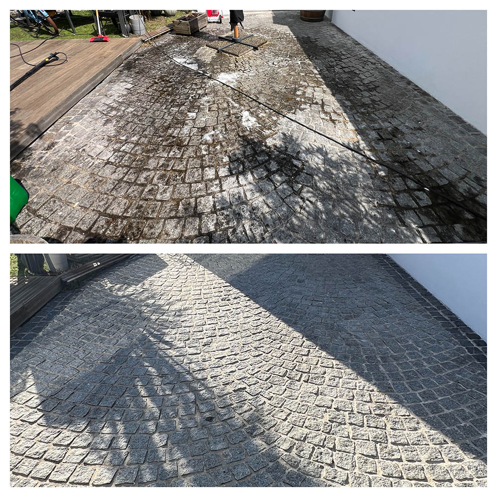 nettoyage allée de pavés en granit - Talence
