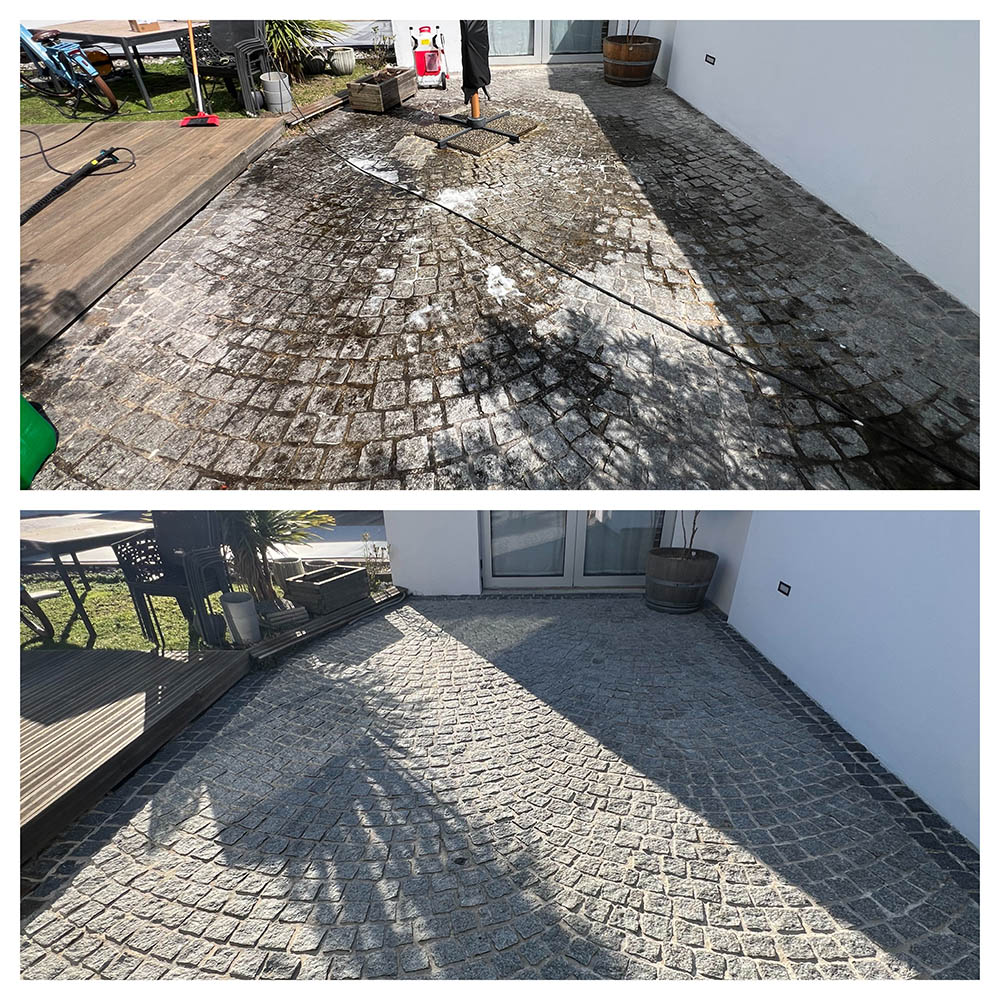 nettoyage allée de pavés en granit - Talence