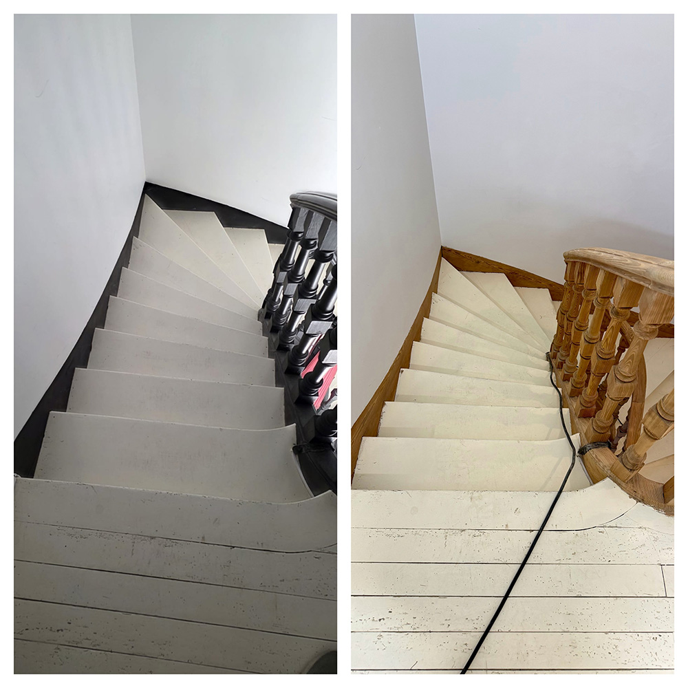 aérogommage rambardes d'escalier sur Arcachon